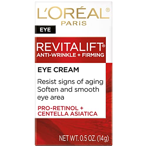L'Oreal Paris Revitalift eye cream fragrance-free packaging signals gentle care for sensitive eyes.