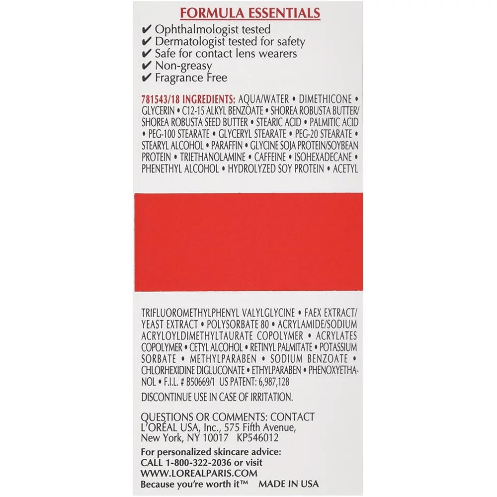 L'Oreal Paris RevitaLift eye cream tube close-up highlights rich texture and firmness benefits.