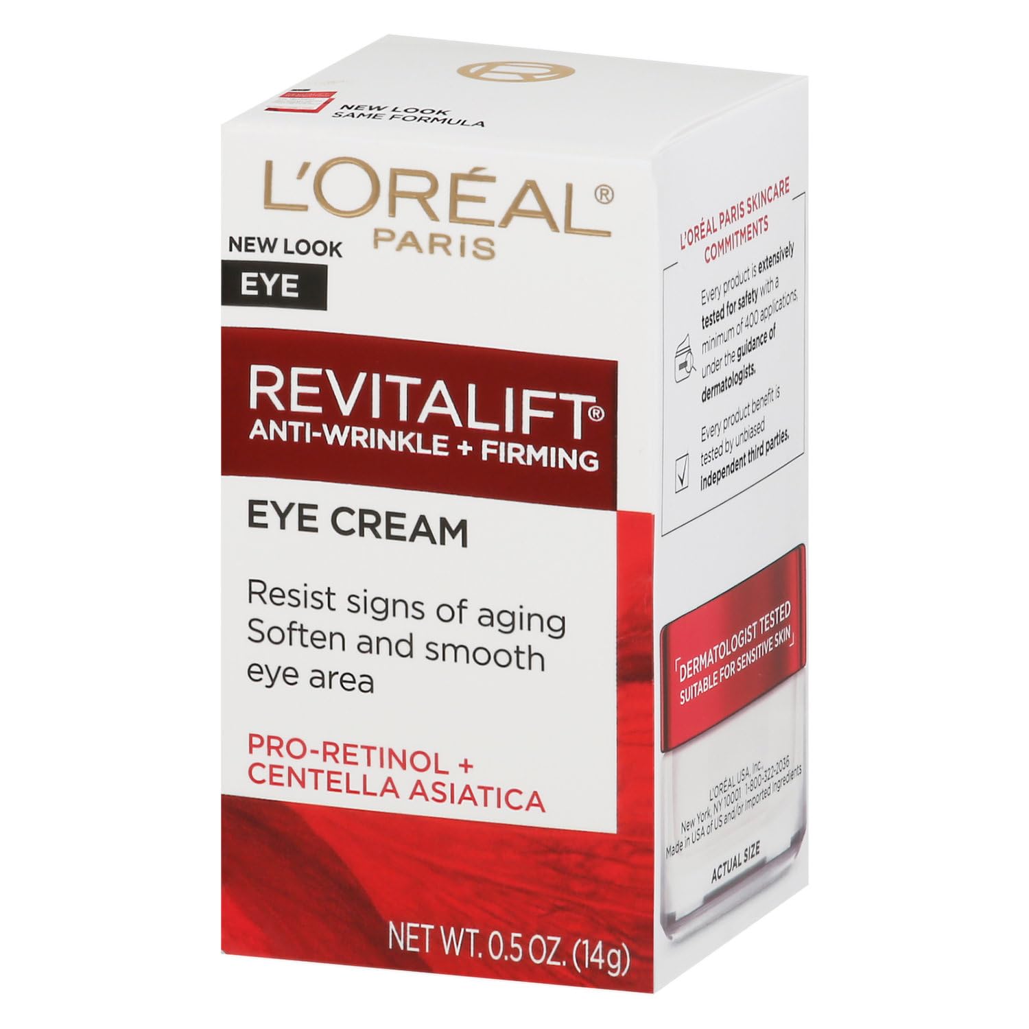 L'Oreal Paris RevitaLift eye cream tube front—anti-wrinkle formula for daily use.