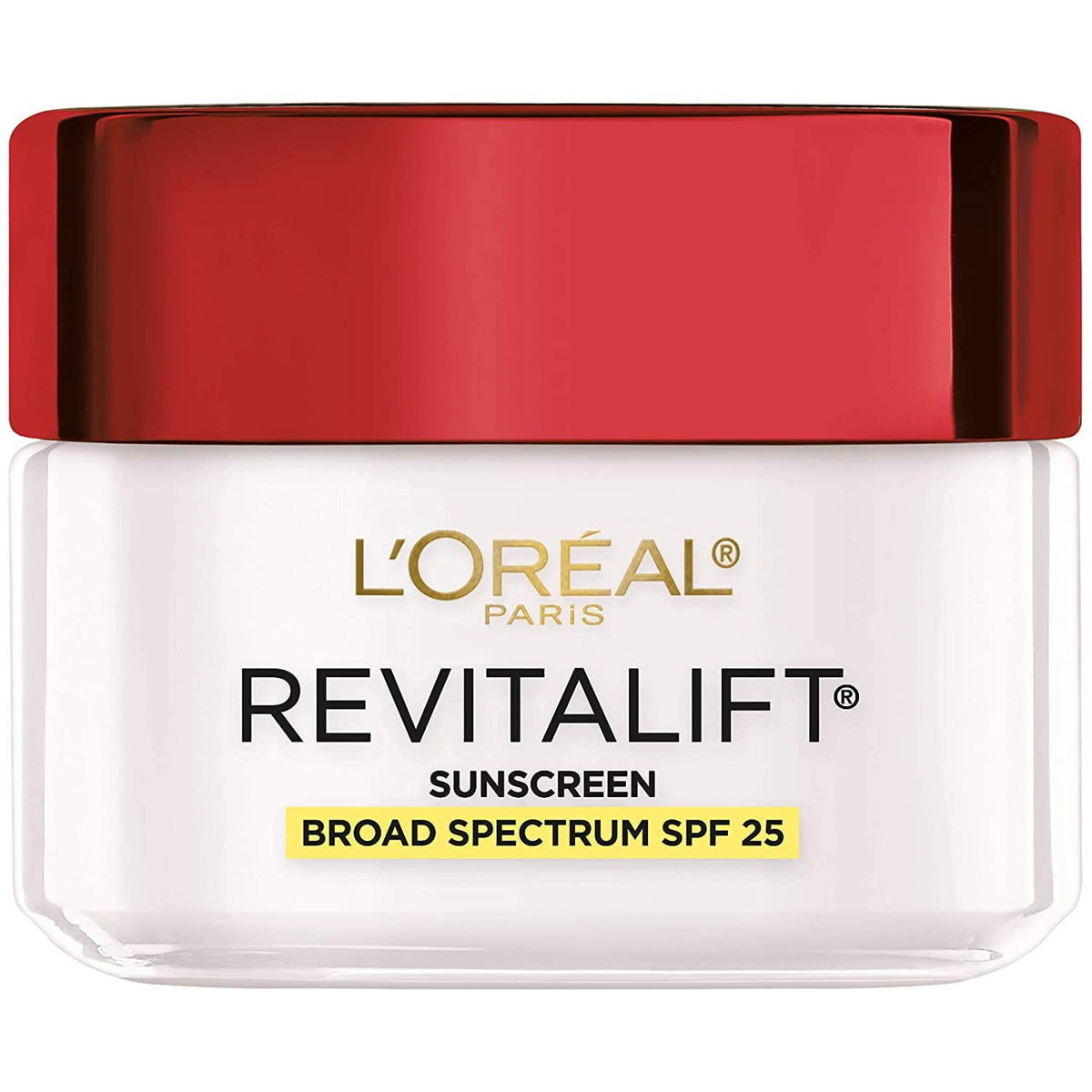 L’Oréal Paris Revitalift SPF25 cream tube close-up showing smooth, hydrated daily application