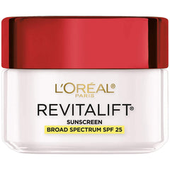 L’Oréal Paris Revitalift SPF25 cream tube close-up showing smooth, hydrated daily application