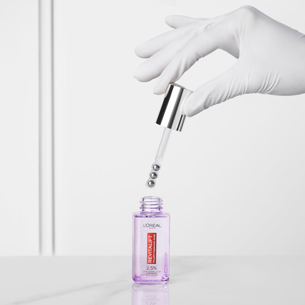 L'Oreal Paris Revitalift Filler Eye Serum brightening under-eye appearance.