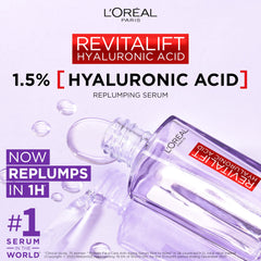 L'Oreal Paris Revitalift Filler Serum graphic of three HA types for layered hydration.
