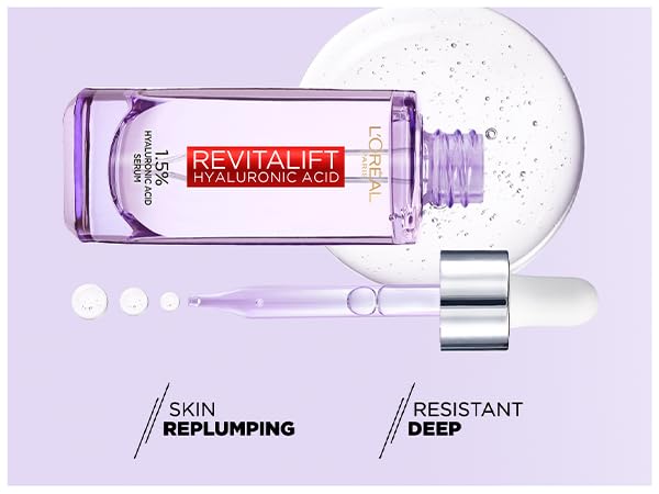 L'Oreal Paris Revitalift Filler Serum top-view bottle for clean design.