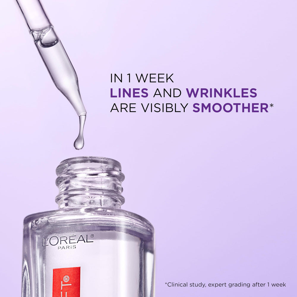 L'Oreal Paris Revitalift on-hand application demonstrates fast-absorbing gel texture.