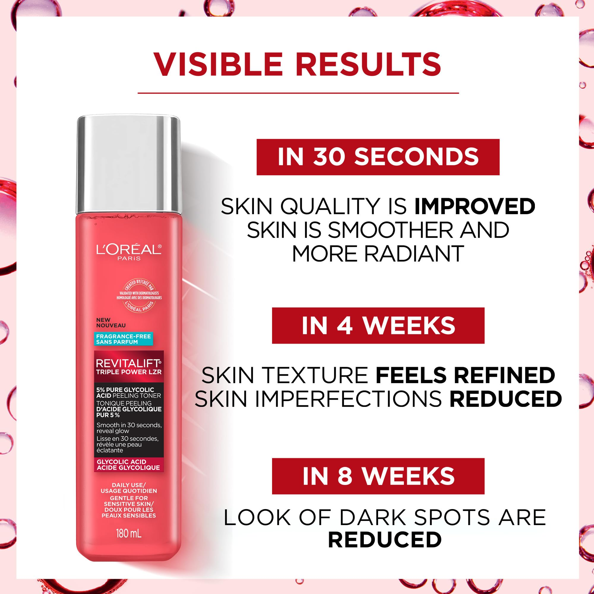 L'Oreal Paris Revitalift toner being patted into skin, quick daily-use idea.