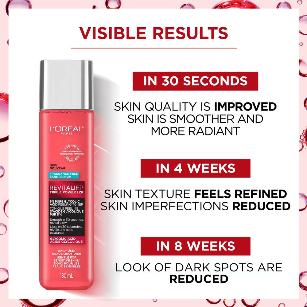 L'Oreal Paris Revitalift toner being patted into skin, quick daily-use idea.
