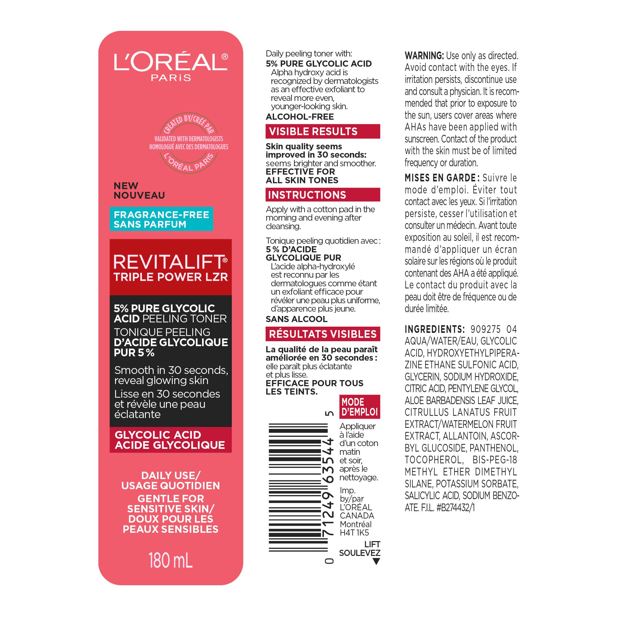 L'Oreal Paris Revitalift toner in routine setup, ready for Derm Intensives step.