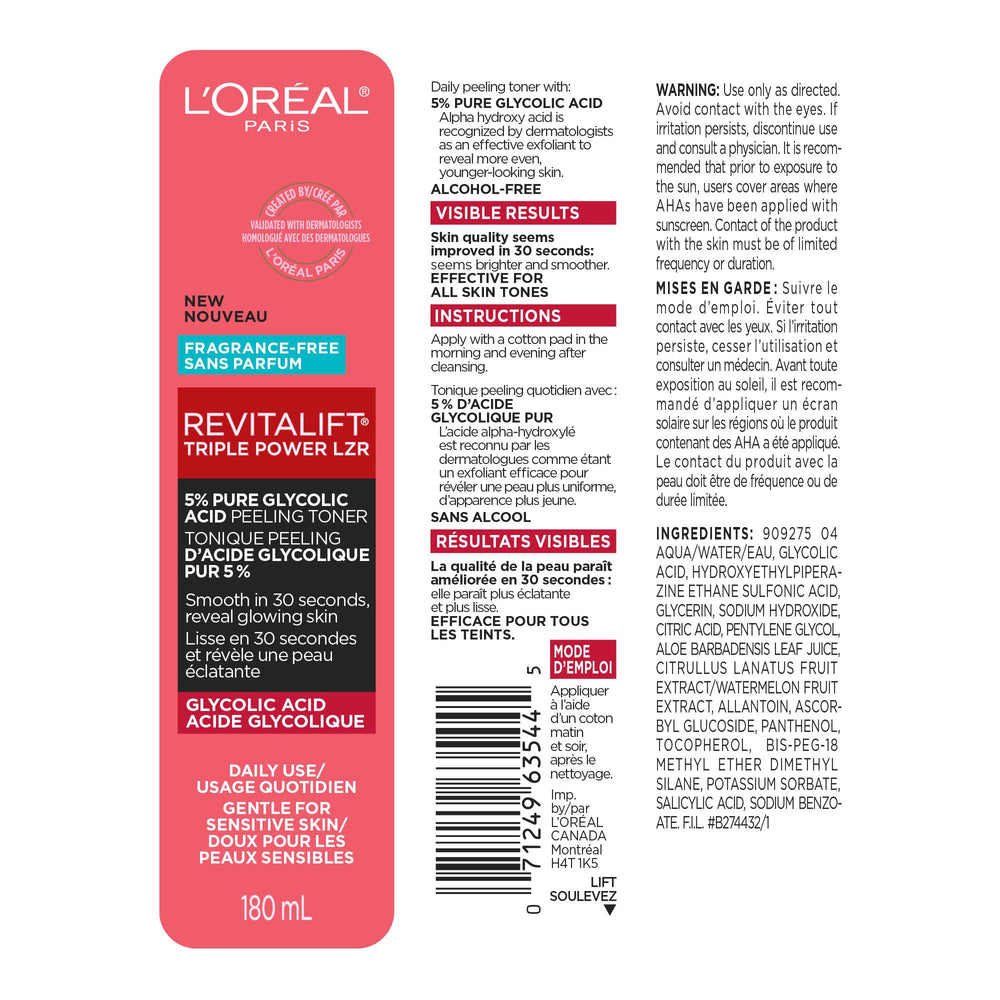 L'Oreal Paris Revitalift toner in routine setup, ready for Derm Intensives step.