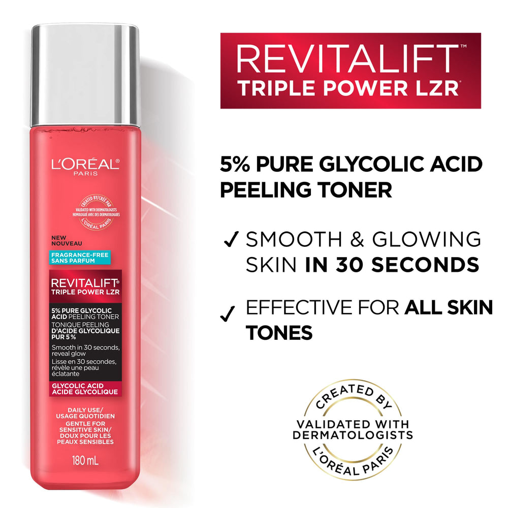 L'Oreal Paris Revitalift toner texture swatch showing Aloe Vera soothing benefits.