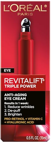 L'Oreal Paris Revitalift eye cream application demonstrating targeted wrinkle reduction.