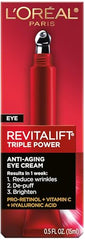 L'Oreal Paris Revitalift eye cream application demonstrating targeted wrinkle reduction.
