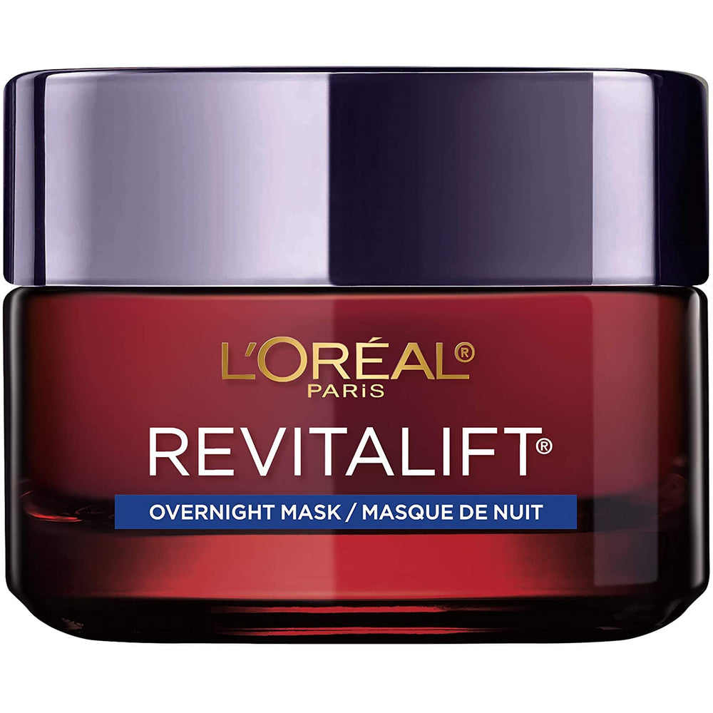 L'Oreal Paris Revitalift Triple Power overnight mask packaging showing hydration potential.