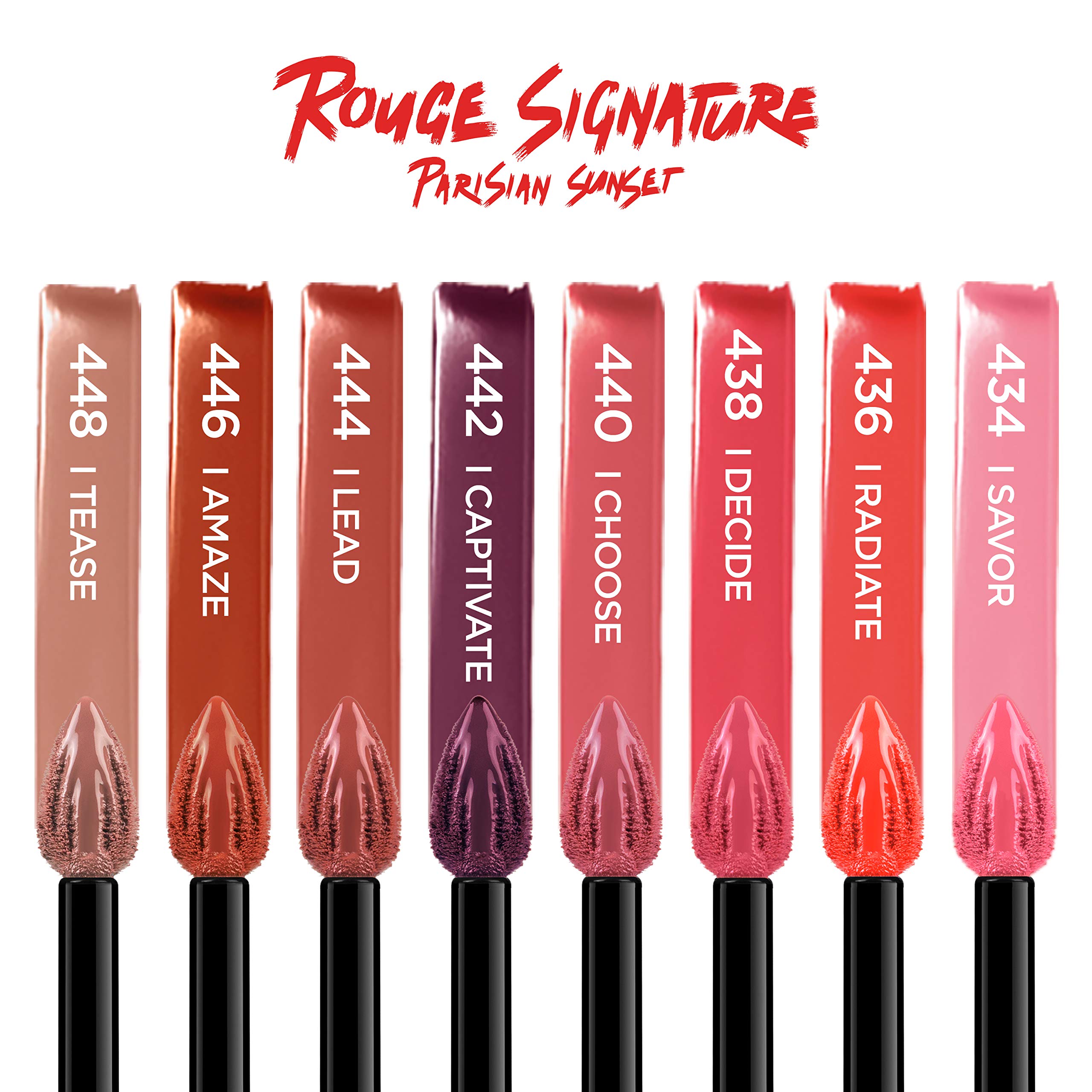 L’Oréal Paris Rouge Signature weightless matte finish visible on lips with comfortable wear.