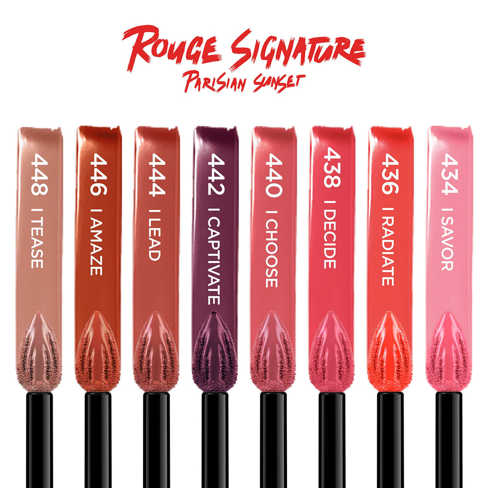 L’Oréal Paris Rouge Signature weightless matte finish visible on lips with comfortable wear.