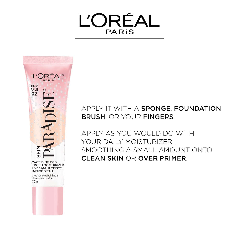 L'Oreal Paris Skin Paradise water-based texture close-up emphasizes breathable hydration