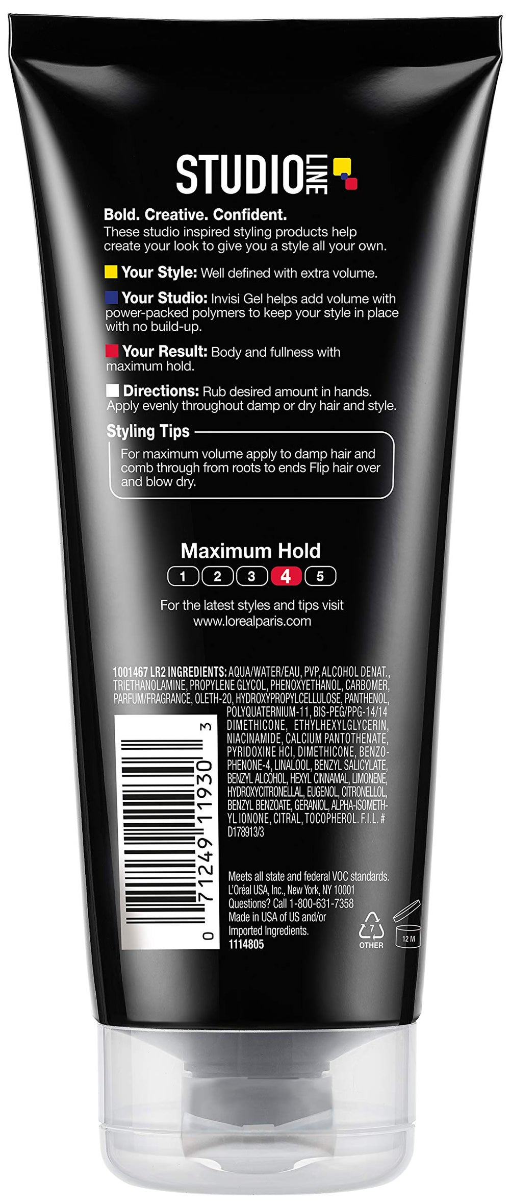 L'Oreal Paris Studio Line Invisi Gel damp hair ready for blow-dry to boost volume.