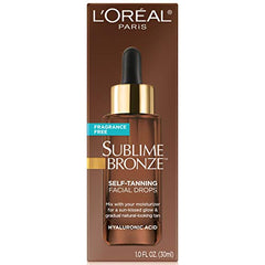 L'Oreal Paris Sublime Bronze facial drops dispense smoothly, ideal for mixing with moisturizer.