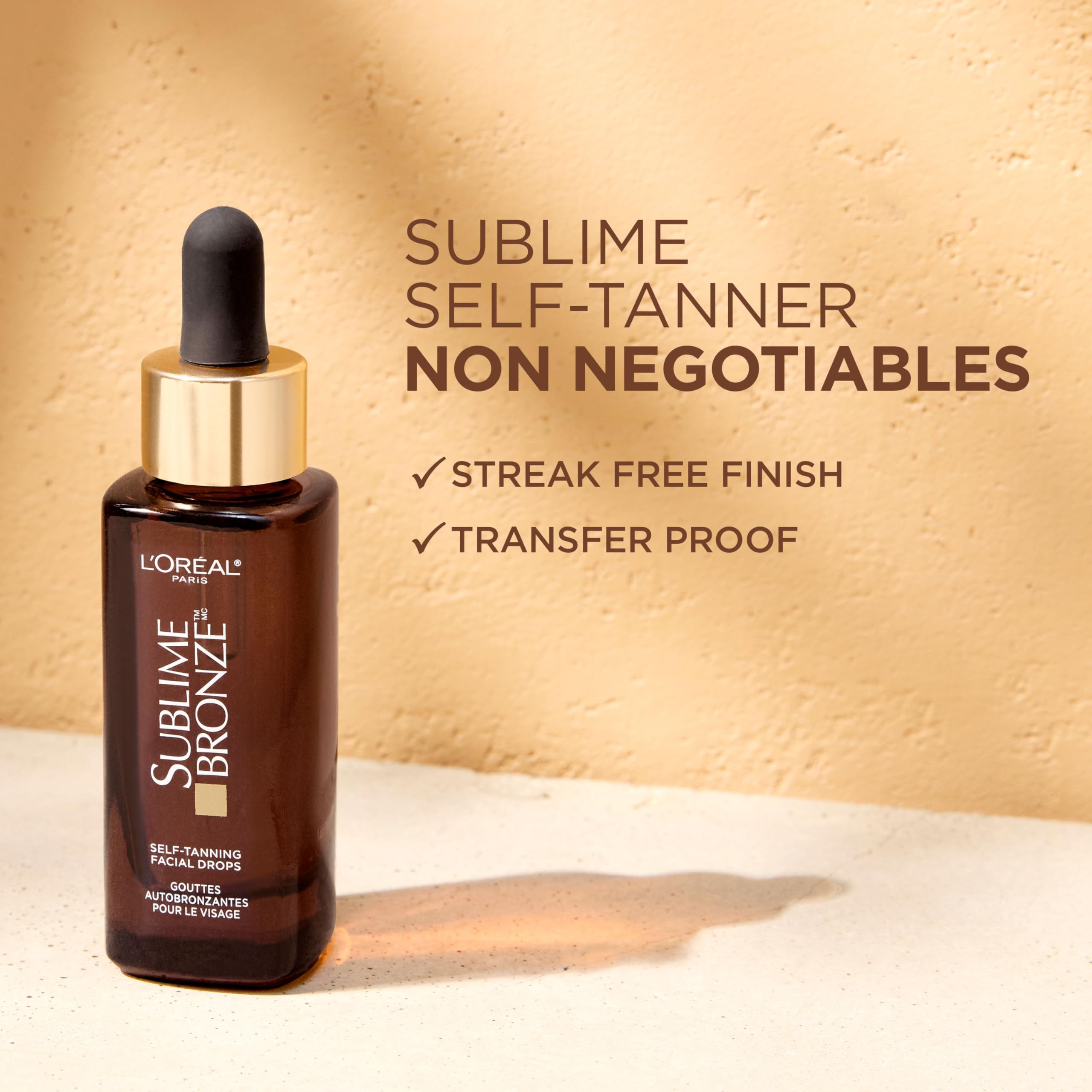 L'Oreal Paris Sublime Bronze soft-focus-editorial reveals non-sticky, comfortable wear.