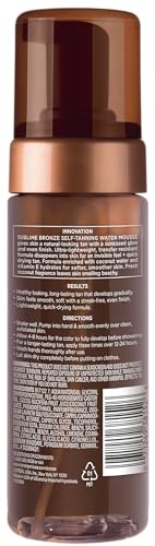 L'Oreal Paris Sublime Bronze water mousse dispenser showing even distribution capability.