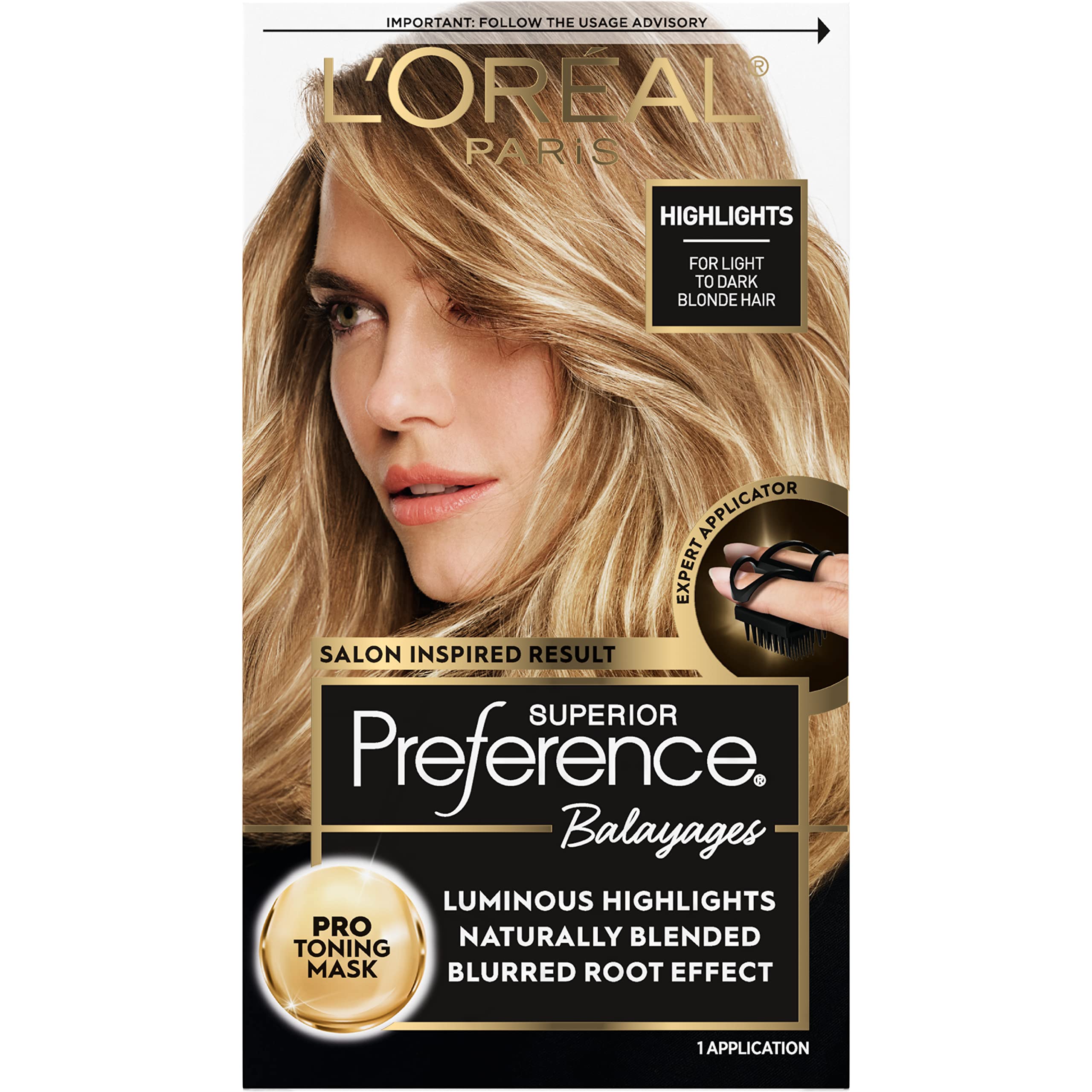 L'Oreal Paris Superior Preference Balayage Kit packaging shows at home color options