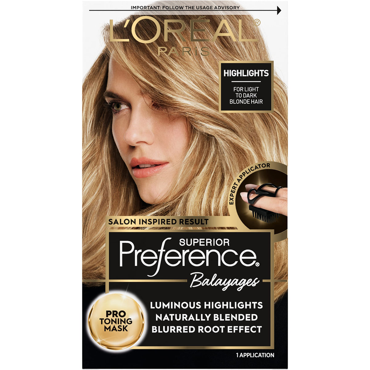 L'Oreal Paris Superior Preference Balayage Kit packaging shows at home color options