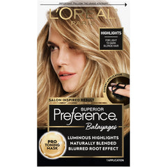 L'Oreal Paris Superior Preference Balayage Kit packaging shows at home color options