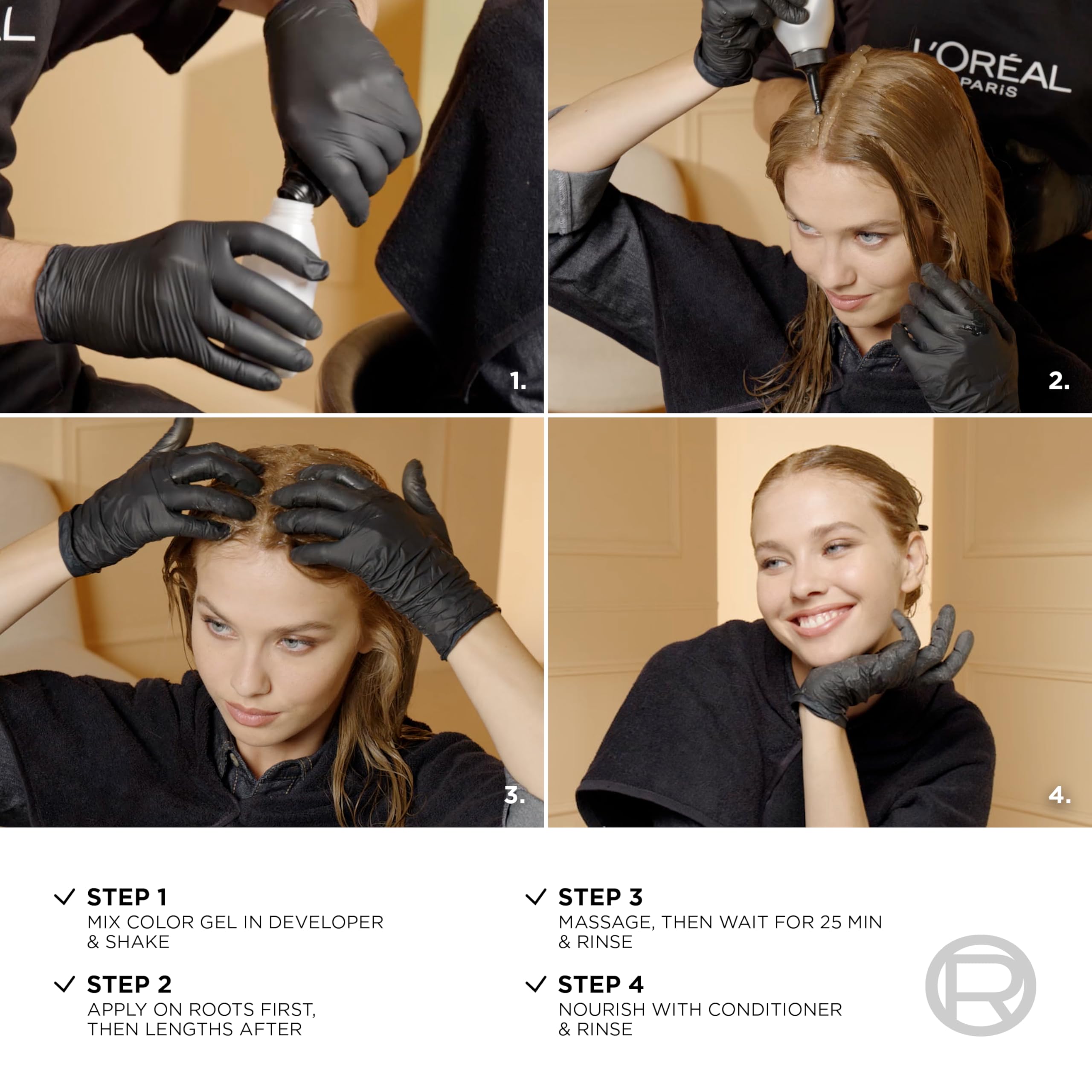 L'Oreal Paris Superior Preference gloves included for clean, comfortable dye application.