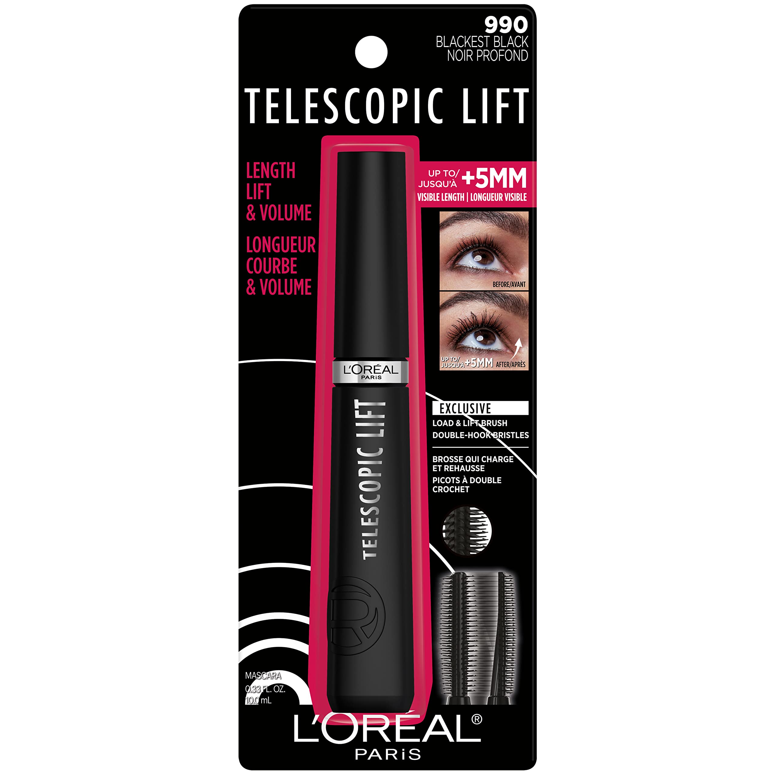 L'Oreal Paris Telescopic Lift Mascara packaging and brand identity signals premium lash care