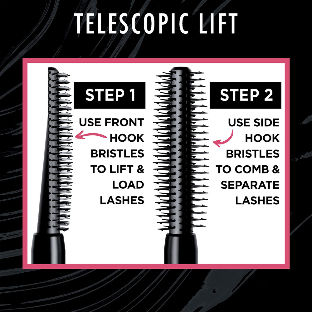 L'Oreal Paris Telescopic Lift Mascara waterproof shade worn all day for smudge-resistant lift
