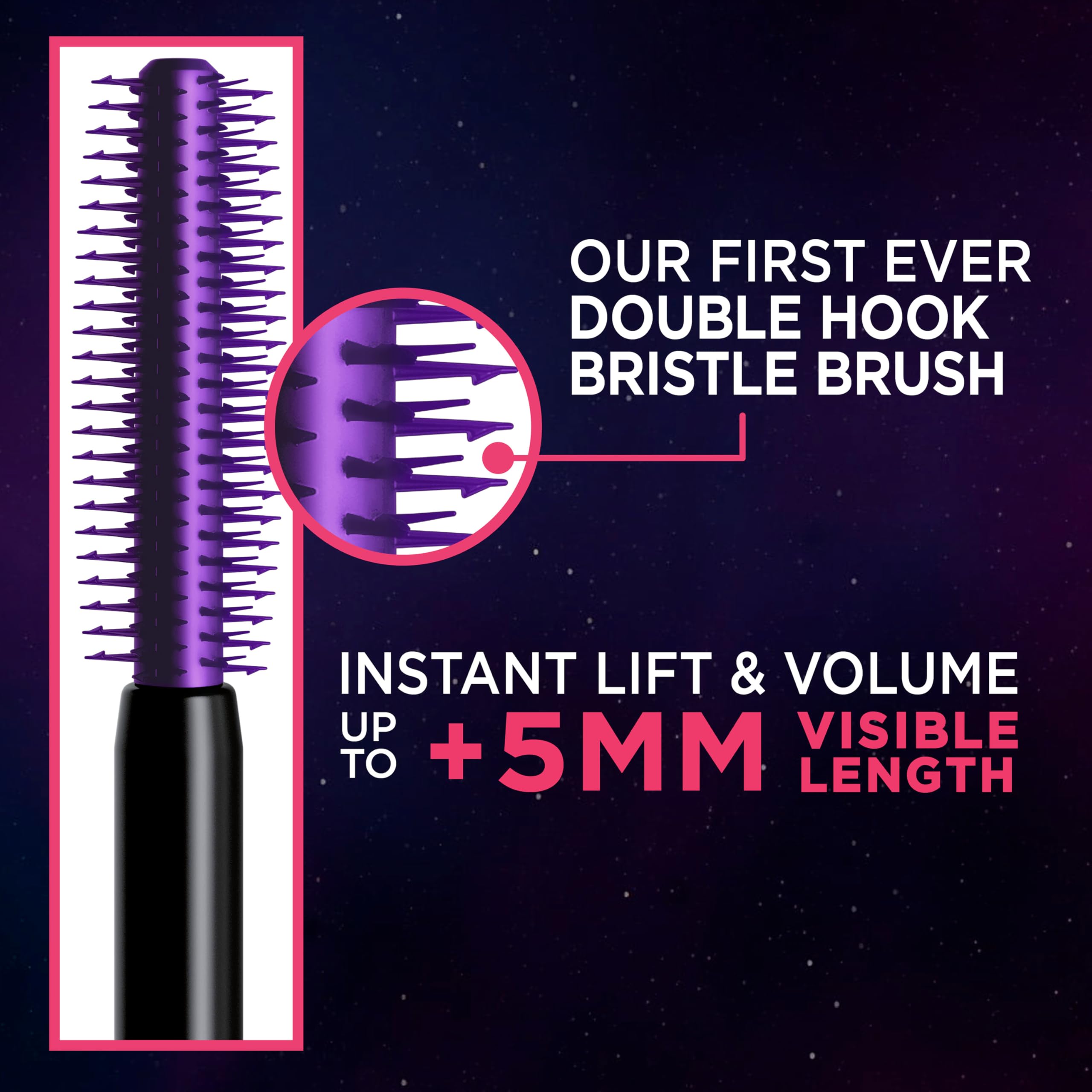 L’Oréal Paris Telescopic Lift wand usage showing lengthening action for dramatic lashes.