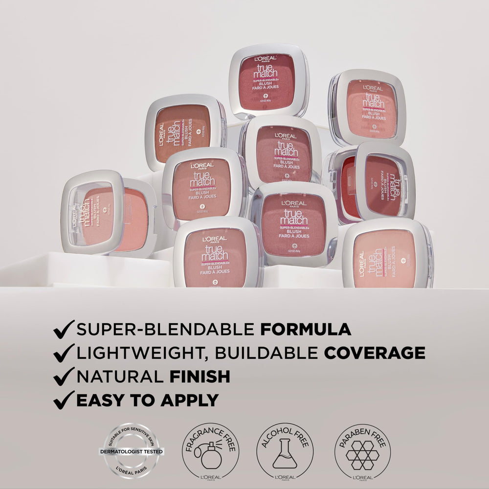 L'Oreal Paris True Match Blush Baby Blossom swatch on skin showing natural flush.