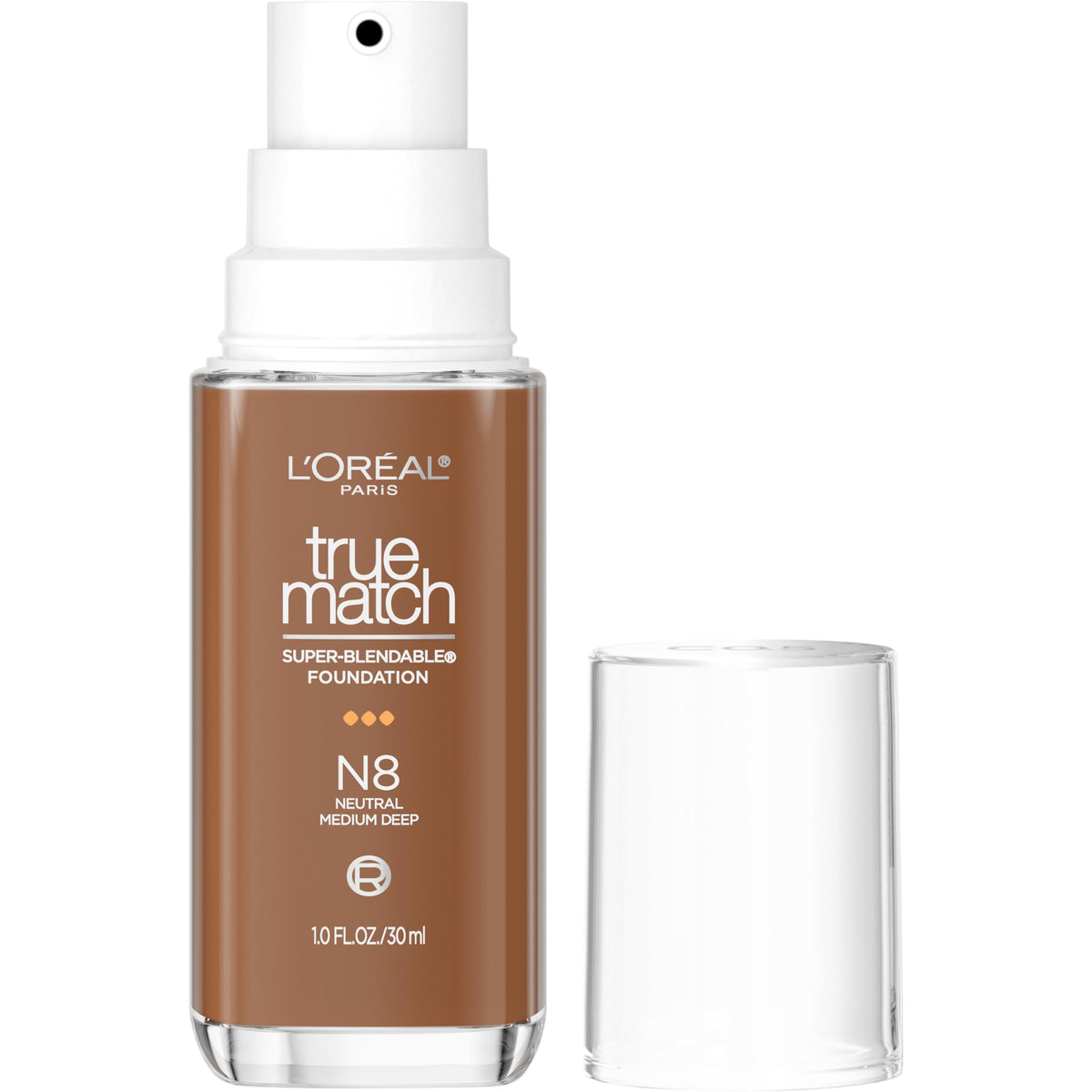 L'Oréal Paris True Match bottle front demonstrates natural finish with blendable coverage.