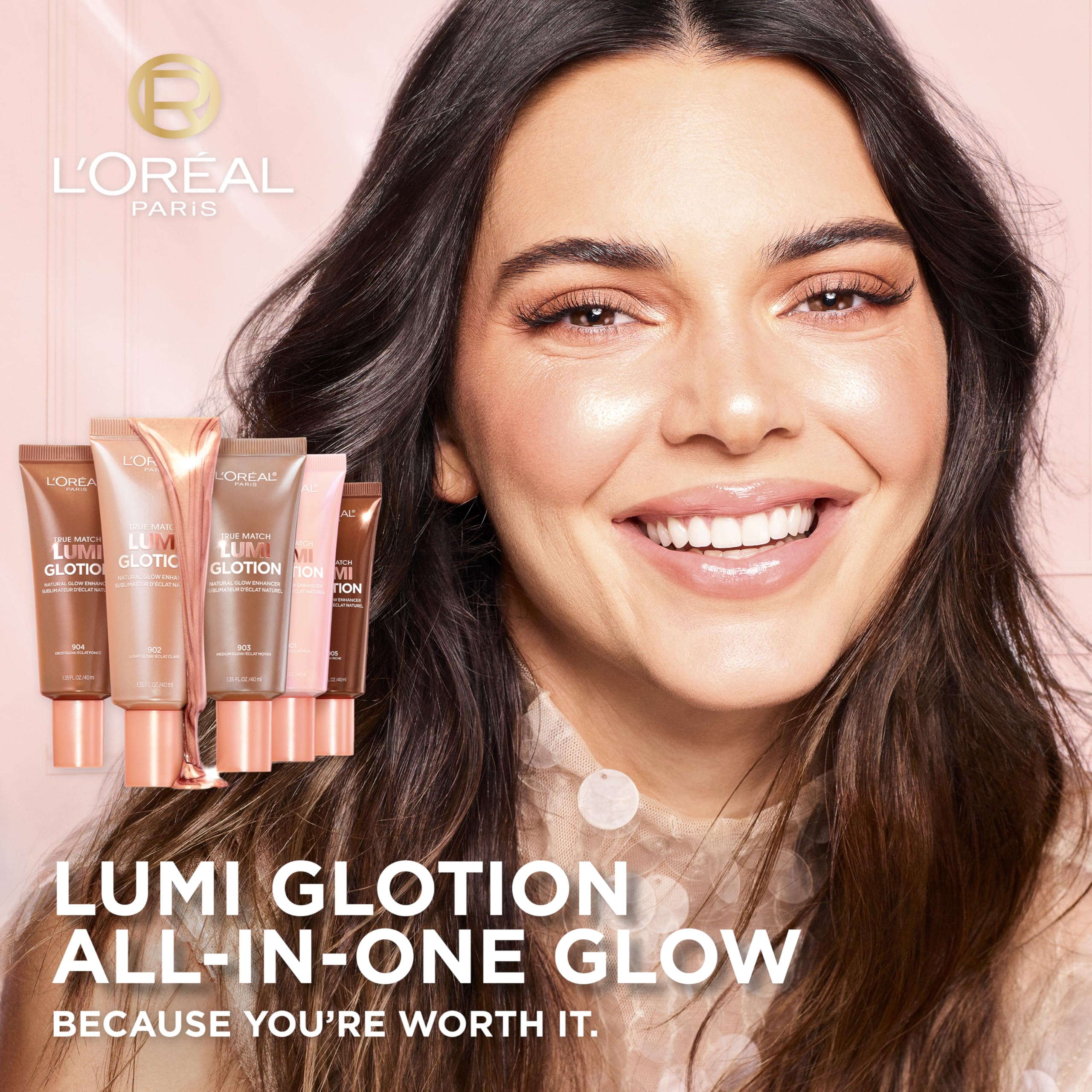 L'Oreal Paris Lumi Glotion body glow enhances a seamless sun-kissed look.