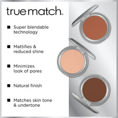 L’Oréal Paris True Match Powder highlights pearl pigments to subtly enhance skin tone.