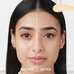 L'Oreal Paris True Match Radiant Serum Concealer flat-tip applicator demonstrates precise under-eye coverage.