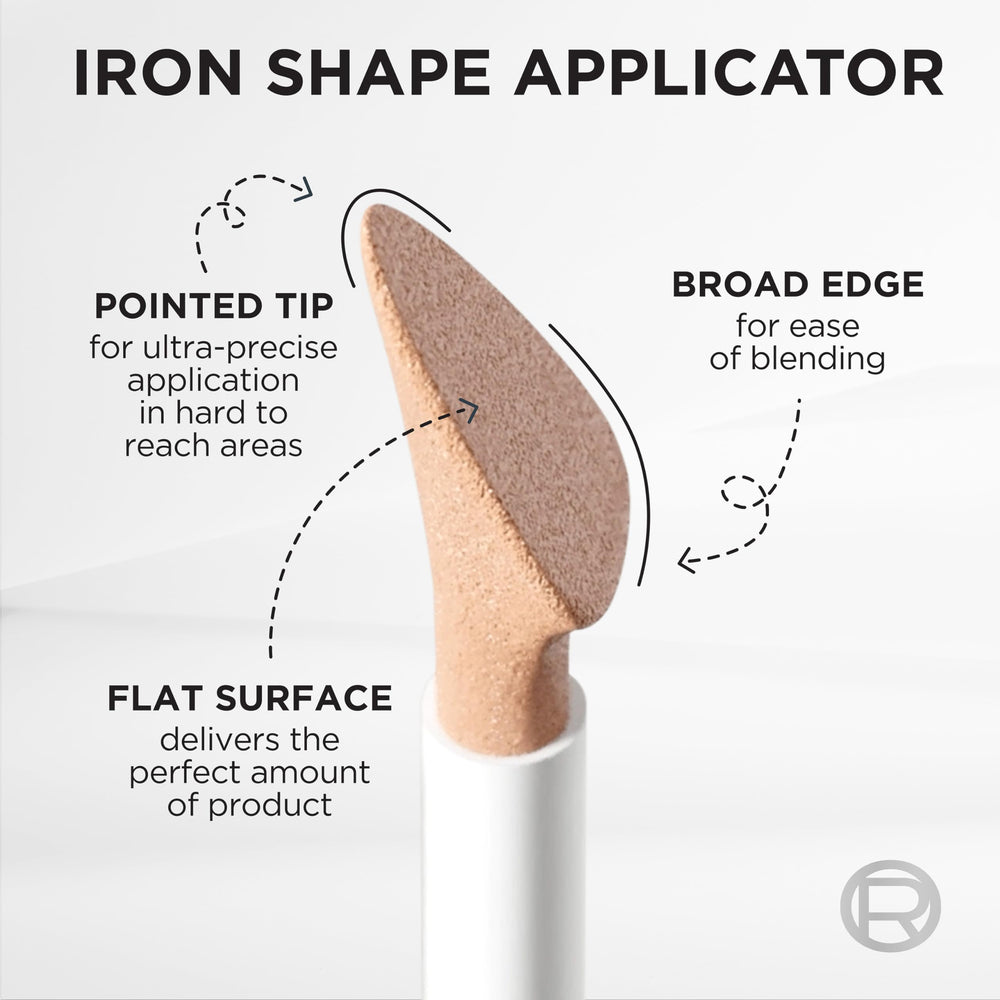 L'Oreal Paris True Match Radiant Serum Concealer under-eye swatch showing brightening effect.