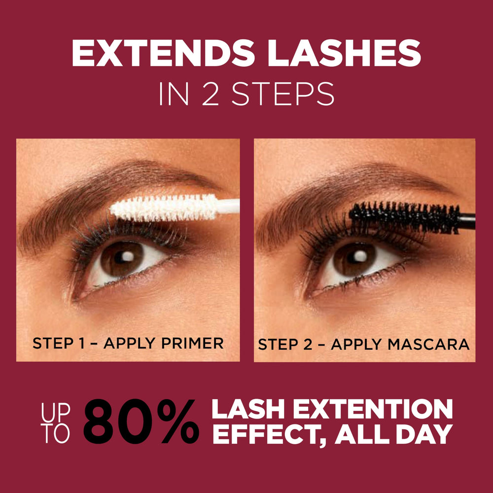 Close-up of L'Oreal Paris tubing mascara brush delivering precise lash coverage