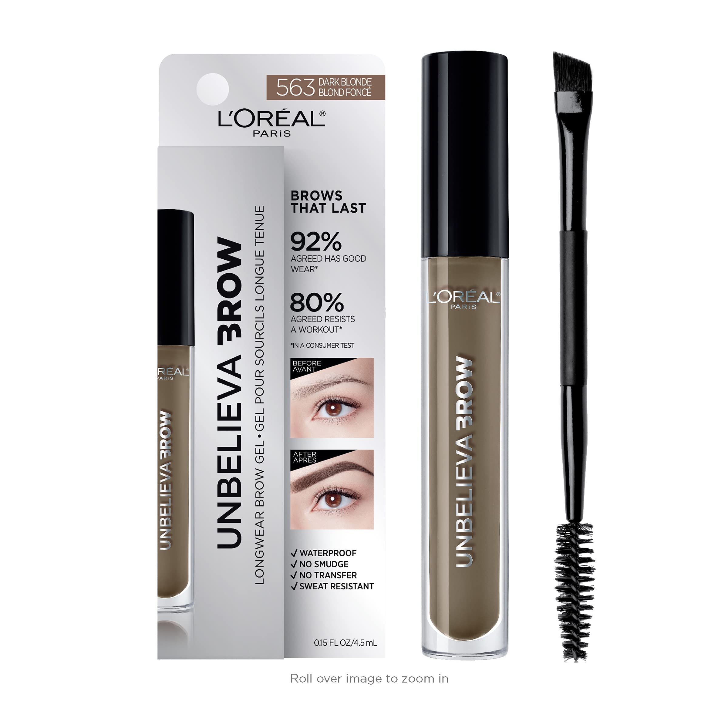 L'Oreal Paris Unbelieva-Brow longwear brow gel close-up applying precise color