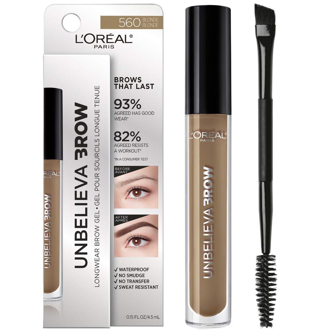 L'Oreal Paris Unbelieva-Brow longwear brow gel with precise brush for controlled application.