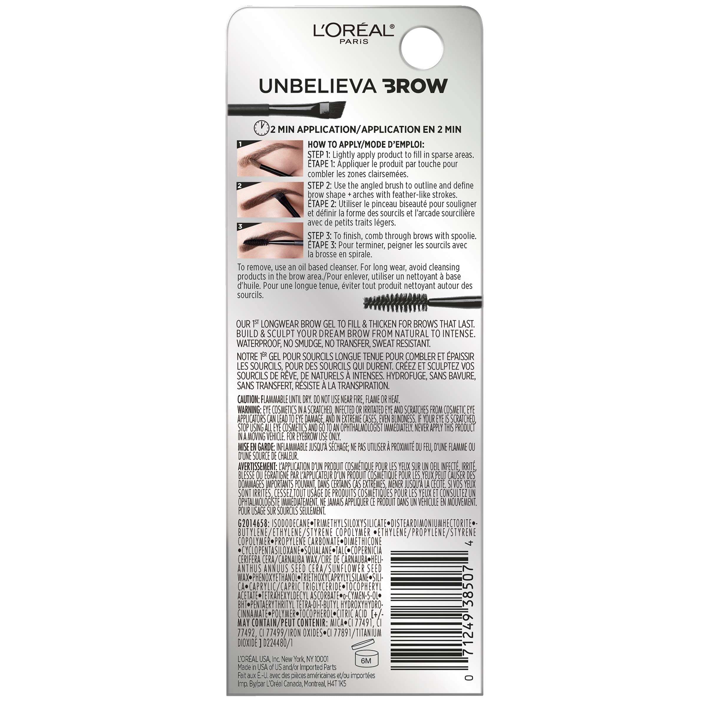 L'Oreal Paris Unbelieva-Brow swatches show natural to bold color options