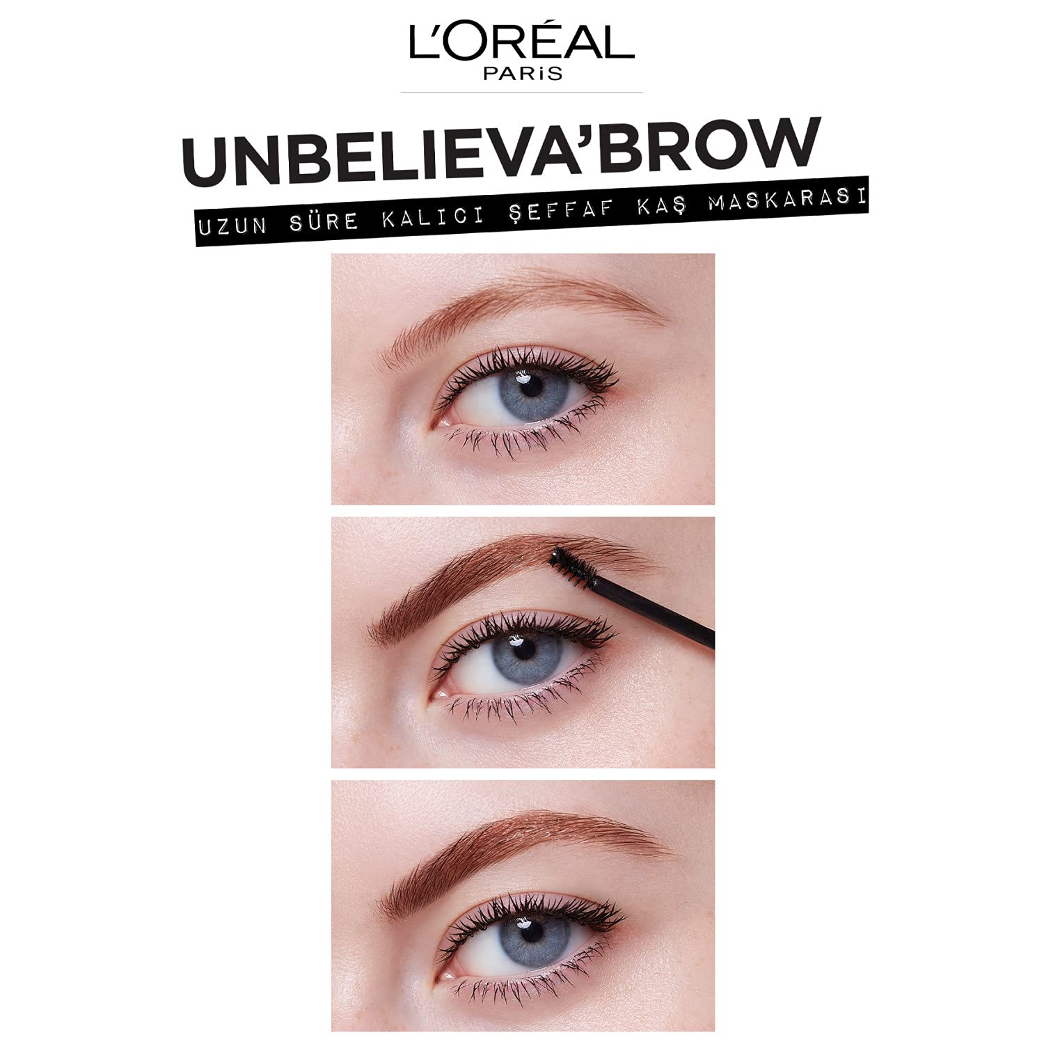 L'Oreal Paris Unbelievabrow topcoat transfer-proof finish prevents color transfers on contact