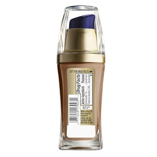 L'Oreal Paris Visible Lift Serum Absolute Foundation applicator demonstrating lightweight coverage and SPF 17 protection.