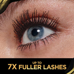 Root-to-tip lengthening view of L'Oreal Voluminous Brown Balm mascara.