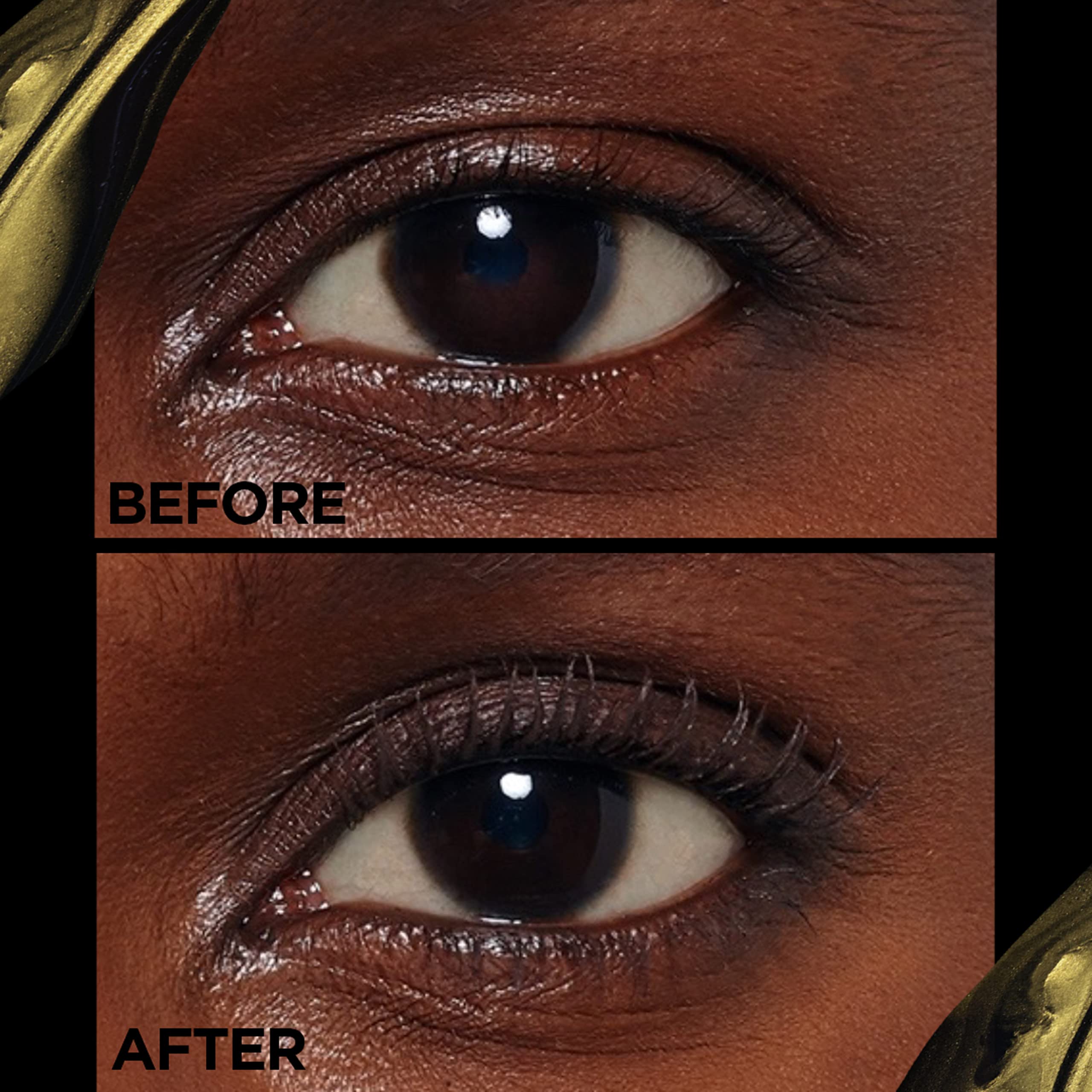 Swatch of Voluminous Brown Balm mascara showing color payoff.