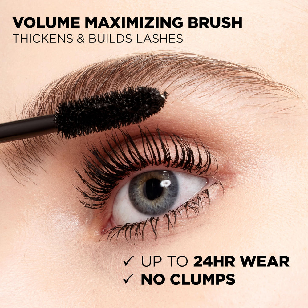 L'Oreal Paris Voluminous Original Mascara on lashes after shows thick, extended lashes.