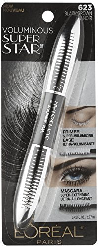 L’Oréal Paris Voluminous Superstar mascara close-up wand delivers length and smudge-proof volume