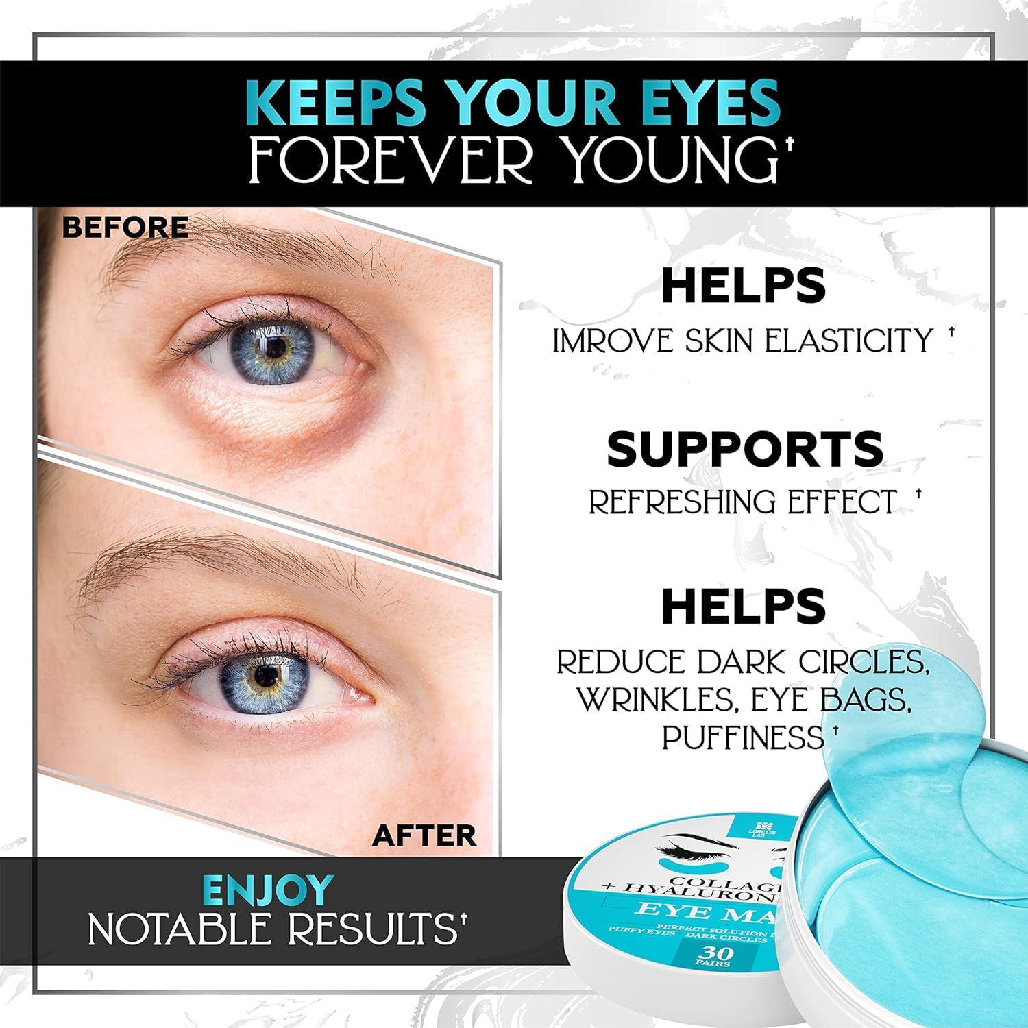 Lorelis Lab collagen eye pads help improve skin firmness around eyes