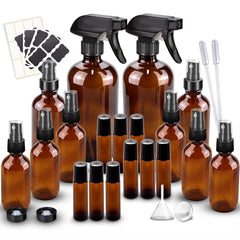 Loretoy amber glass spray bottle 16oz with UV protection for safe essential oil use.