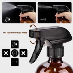 Loretoy amber spray bottle with trigger sprayer shows leak-proof design for cleaning tasks.